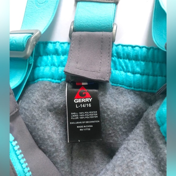Gerry Snowpants ❄️ Grey with Turquoise Blue Adjustable Straps Youth Size… - Picture 6 of 6